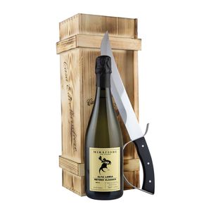 Alta Langa Blanc de Noir Brut - Cassetta di legno e Sciabola Fontanafredda